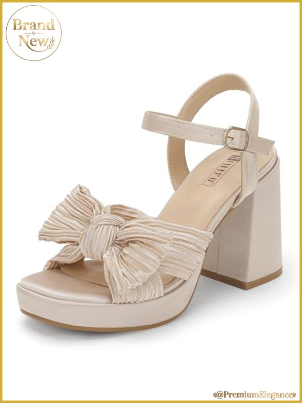 Platform Chunky Block High Bow Heels Square Open Toe Heeled Sandals
